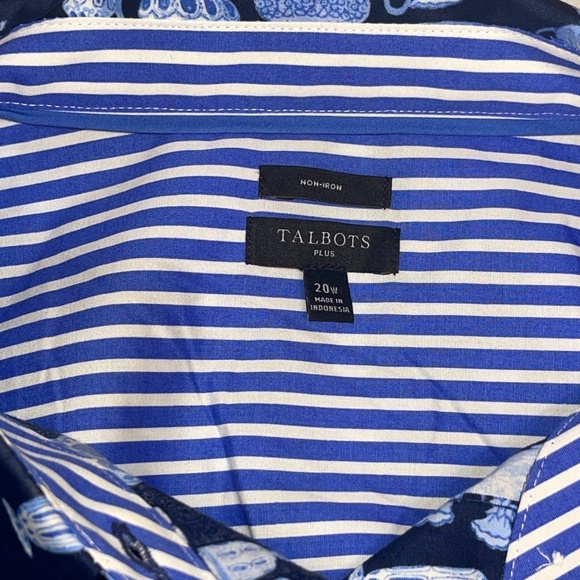 Talbots Plus Size 20 W Novelty Vases Teapots Urns Button Up Non-Iron Top Blouse - Picture 12 of 13